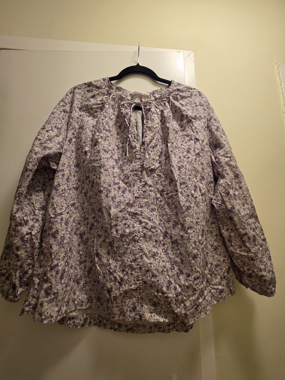 6397 Light Purple Floral Tie-Neck Women’s Blouse